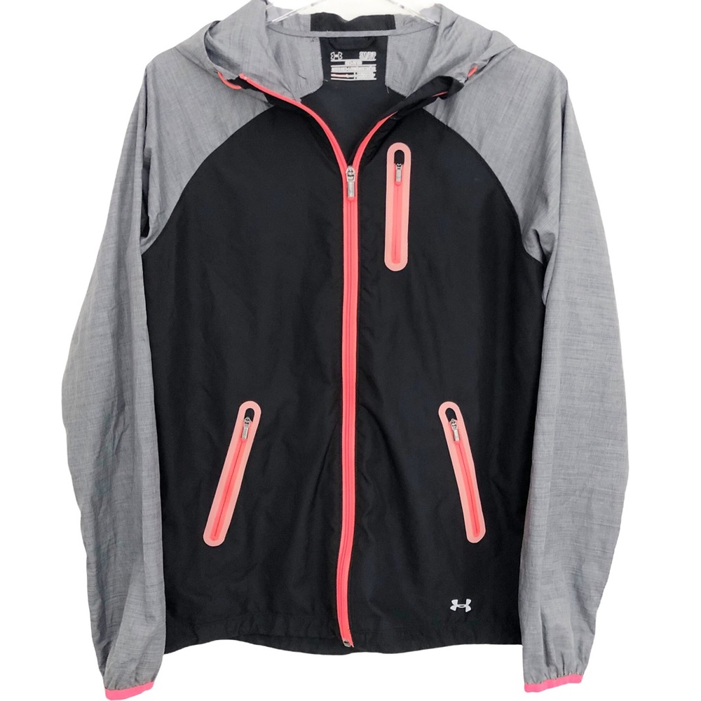 Under Armour Semi Fitted All Season Gear Windbreaker Hooded Jacket - Size Small
